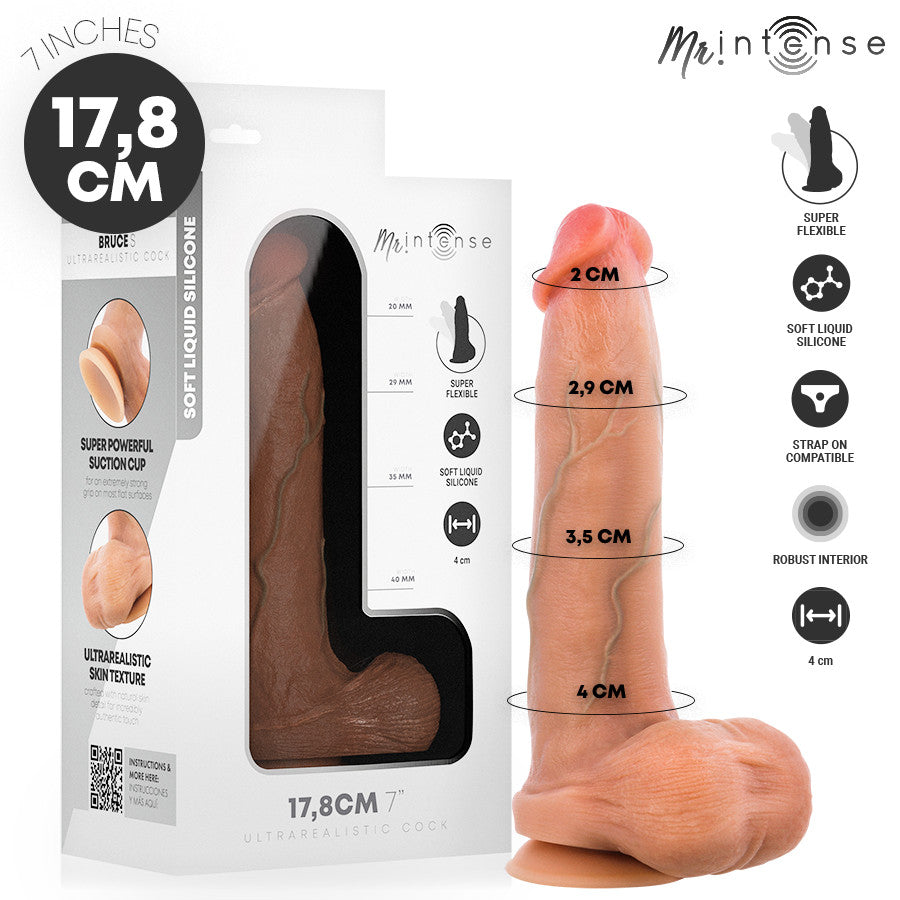 Mr Intense Dildo Realistic With Suction Cup 17.8 Cm Black