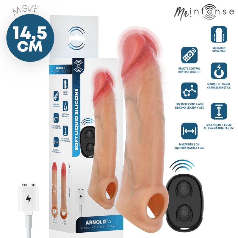 Mr Intense Vibrating Penis Sleeve Ultra-realistic 14.5 Cm Black