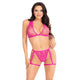 Leg Avenue Bra And Thong With Garter Belt Lace Pink One Size