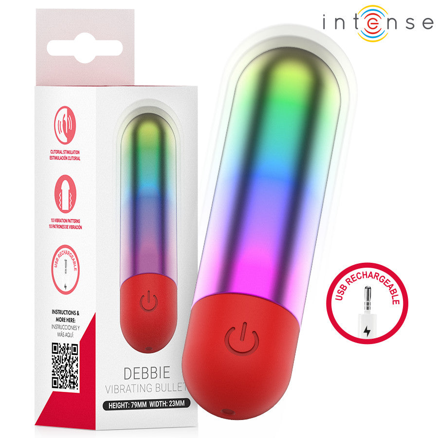 Intense Vibrator Vibrating 10 Modes Usb Charging Waterproof 7 Cm Rainbow Color