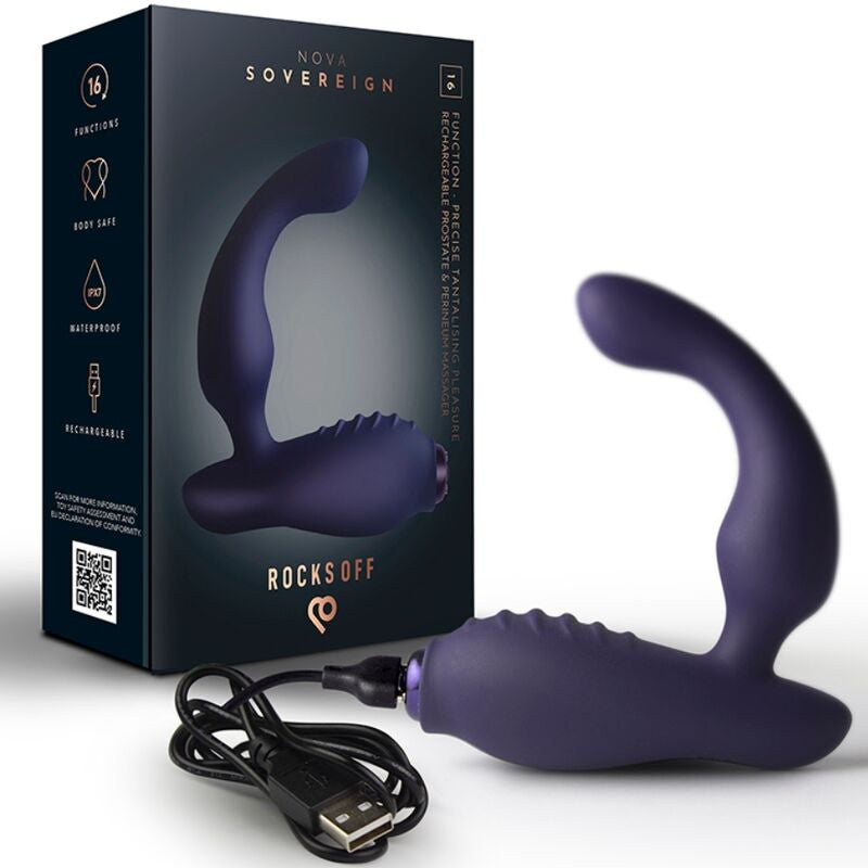 Rocks-off Prostate Vibrator Perineum Stimulator 16 Functions Rechargeable Blue