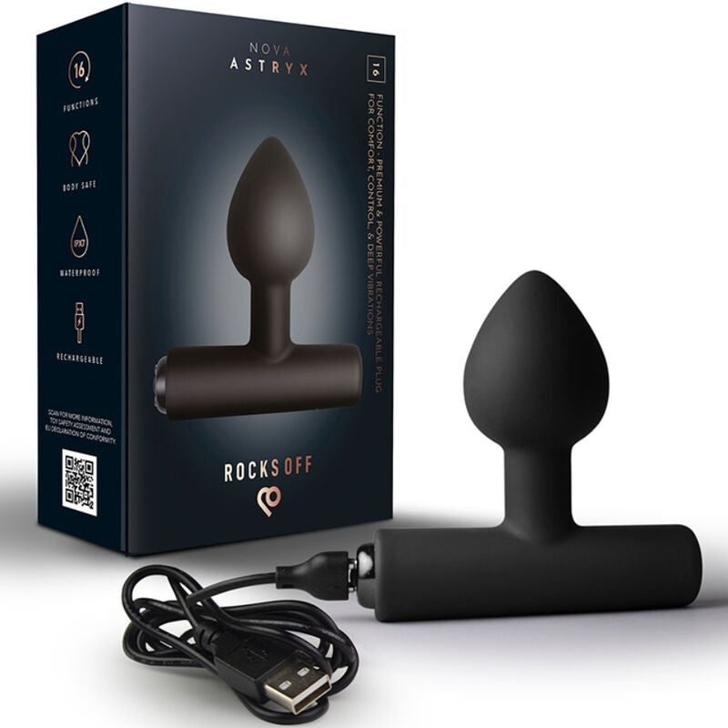 Rocks-off Anal Plug Vibrating 16 Functions Usb Charging Black