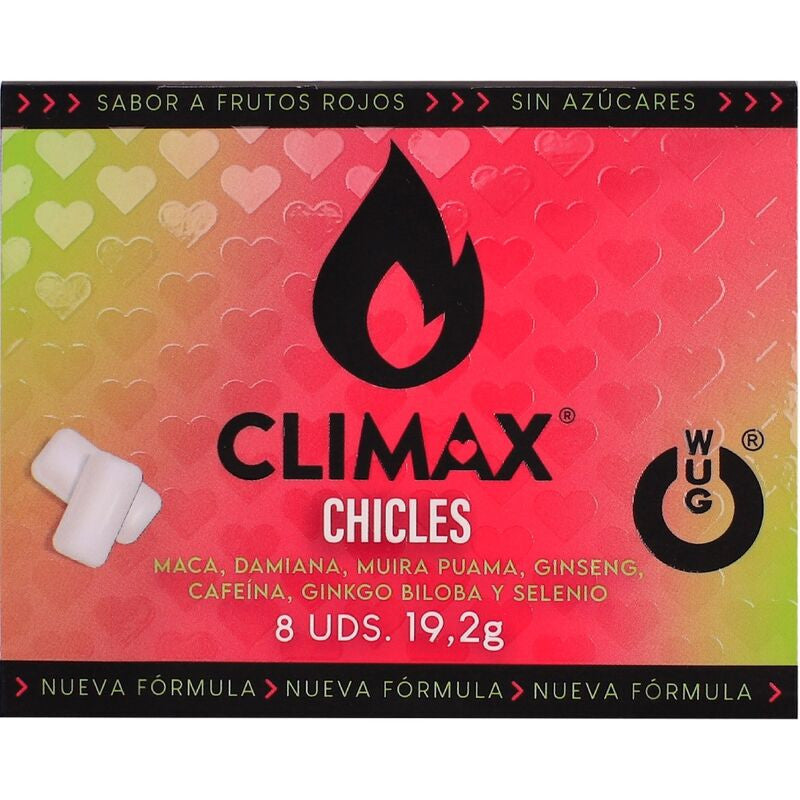 Wug Climax Nutritional Supplement Energizing Fatigue Reducing 8 Pieces Of Chewing Gum Red Fruit Flavor