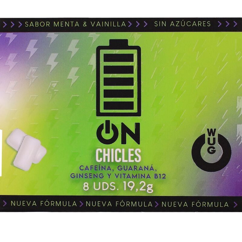 Wug On Energy Chewing Gum With Caffeine And Guarana 8 Pieces Mint-vanilla Flavor