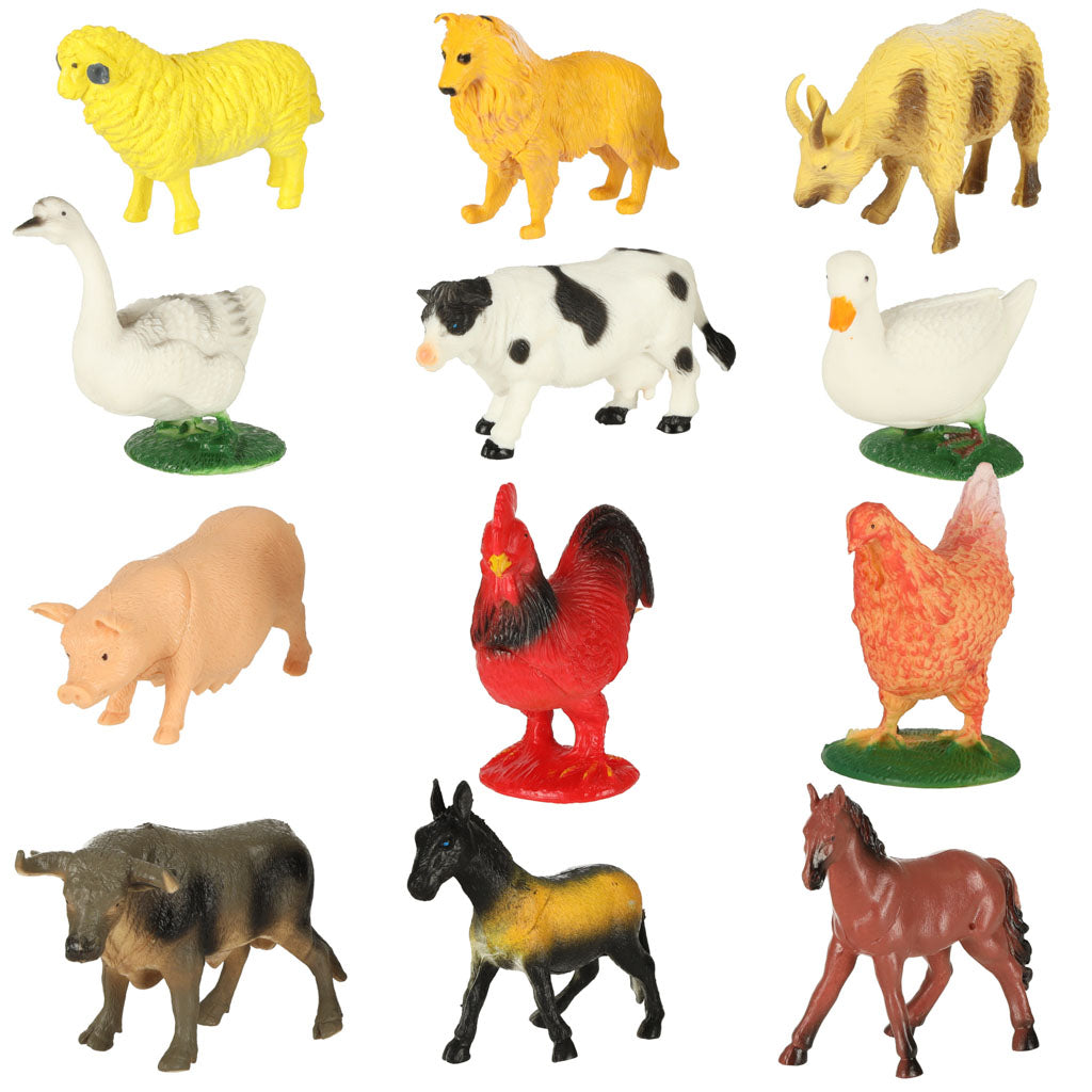 Figurines Farm Animals Set Cow Horse 12pcs