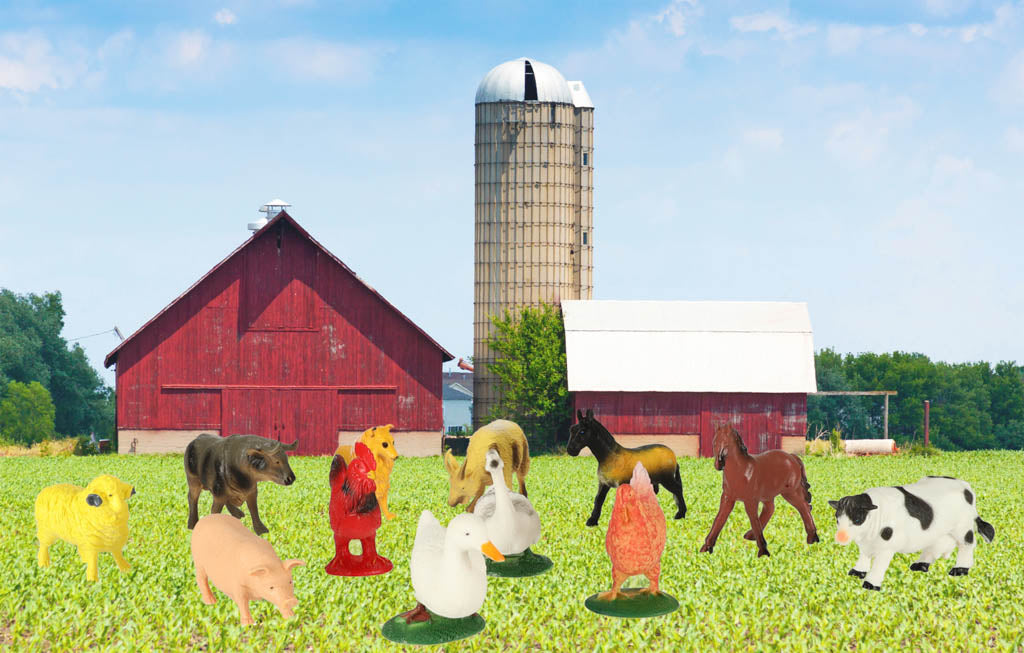 Figurines Farm Animals Set Cow Horse 12pcs