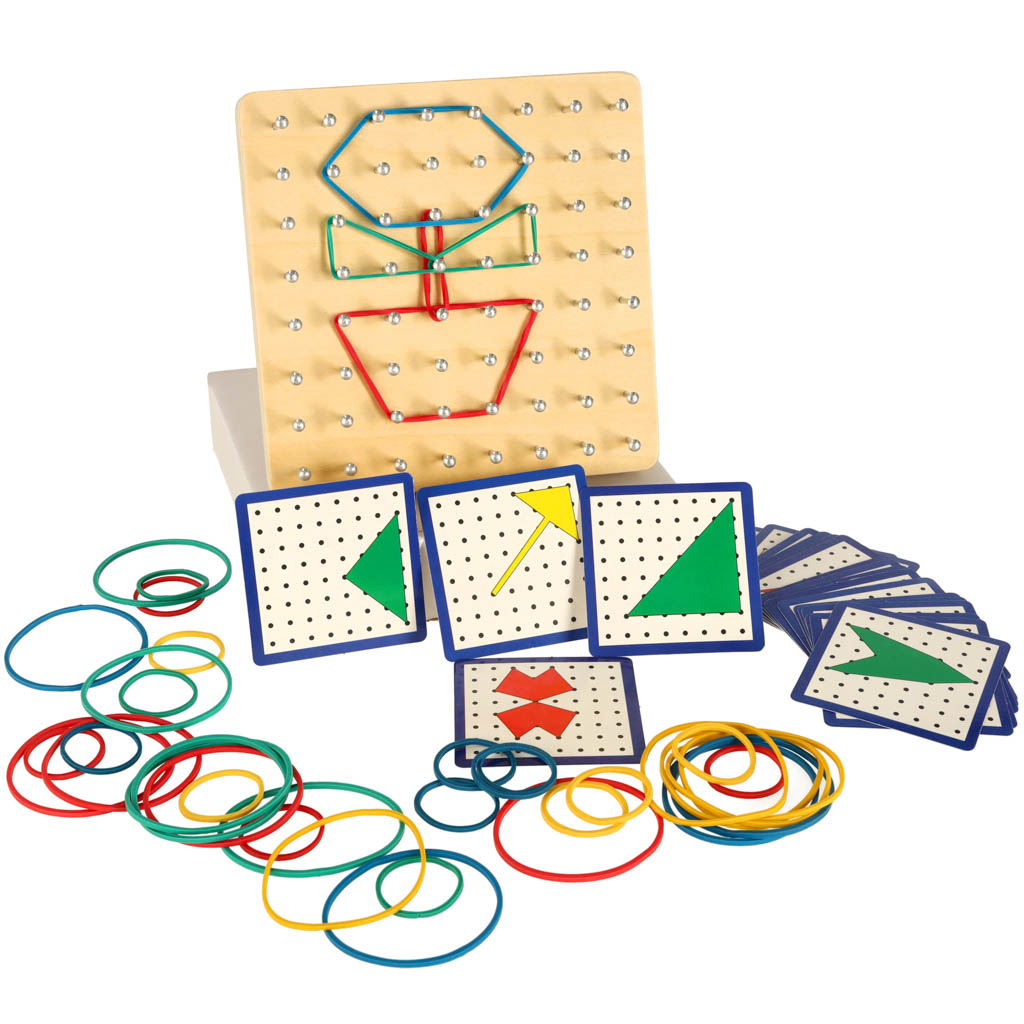 Geoboard Geoplan Wooden Puzzle Creating Shapes With Rubber Bands