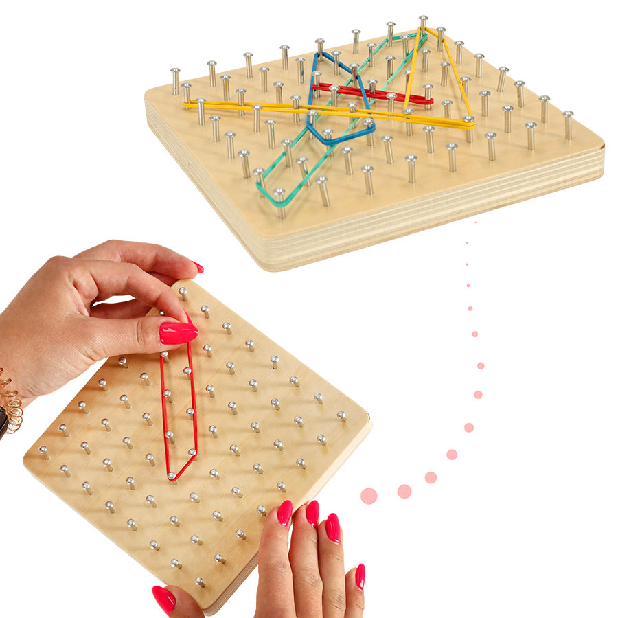 Geoboard Geoplan Wooden Puzzle Creating Shapes With Rubber Bands