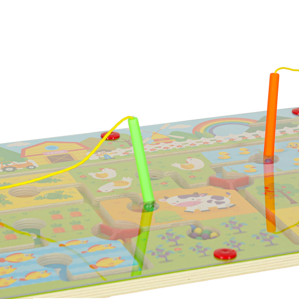 Magnetisch doolhofspel Houten bord Reisboerderij 2 spelers