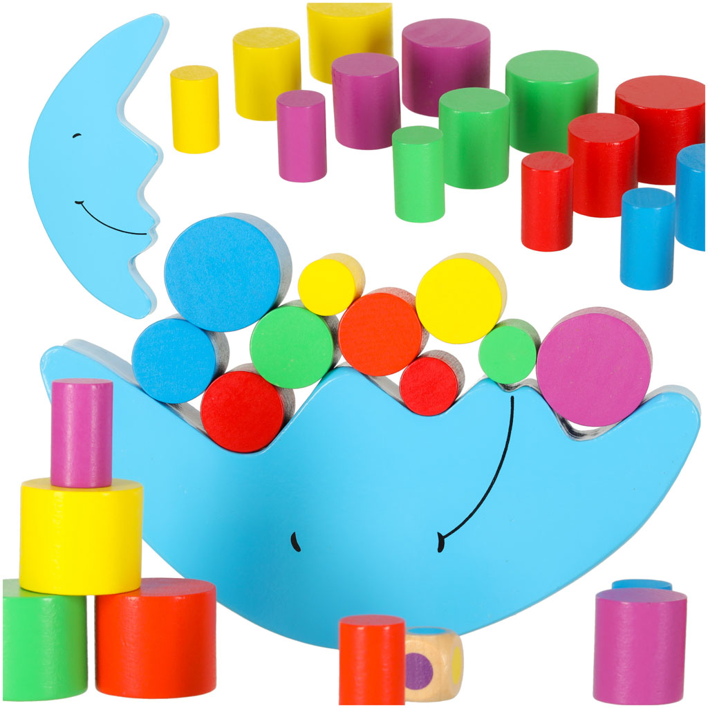 Drevená montessori arkádová hra Balancing Moon