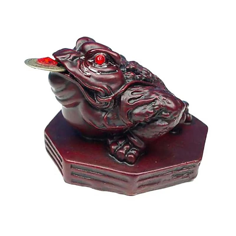Mini szobrocska Feng Shui Frog Red -- 2 db-os készlet - 200 G; 8 cm