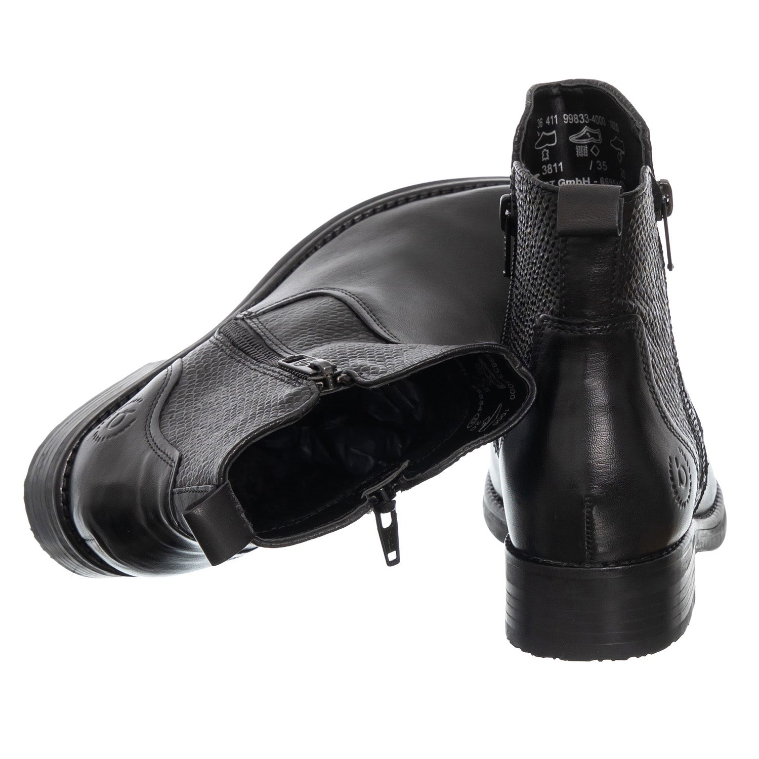 Bugatti Botas Mujer Piel Natural Stiefelette Negro Negro