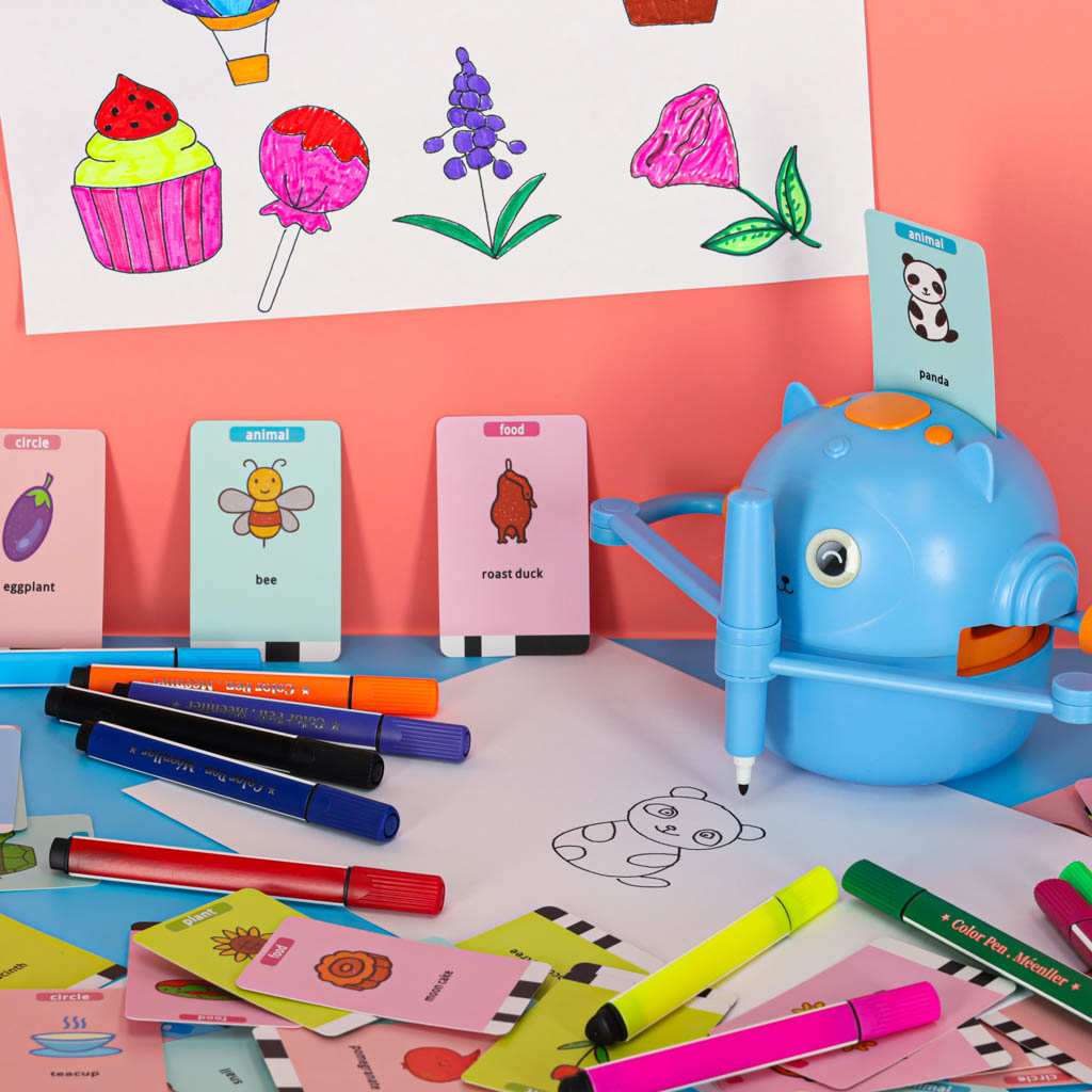 Educational Robot Interactive Learning To Draw Writing Set Fiche Markers Blue