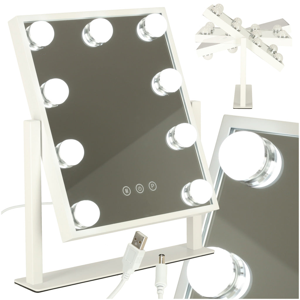 Led Makeup Mirror With Bulbs 25x30cm Usb