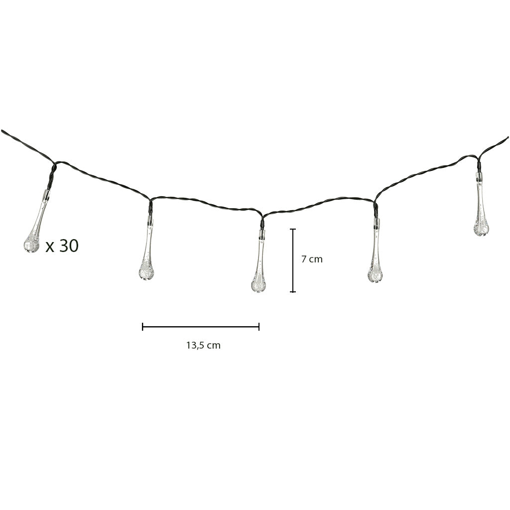 Solar Garden Icicle Lights 6.5m 30led Cold White