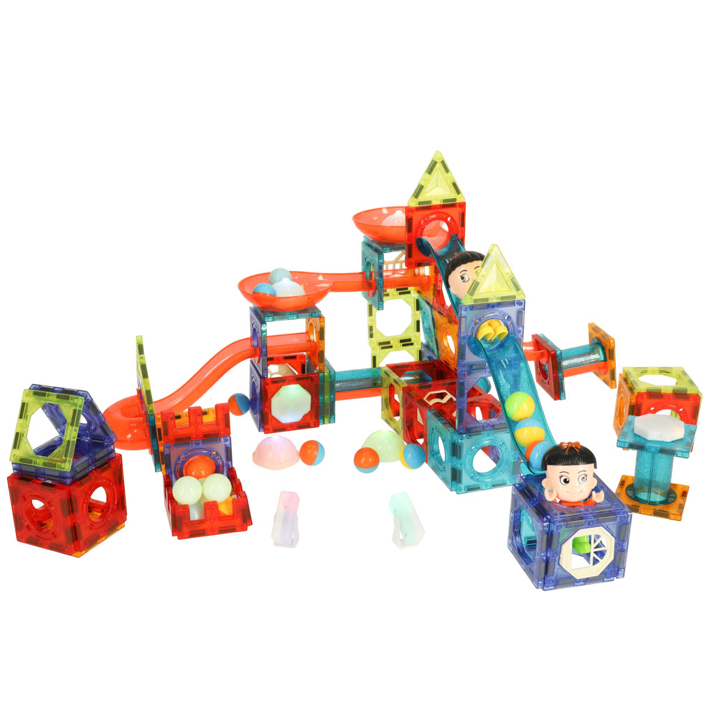 Magnetic Blocks Marble Ball Track Glowing 202 Pieces