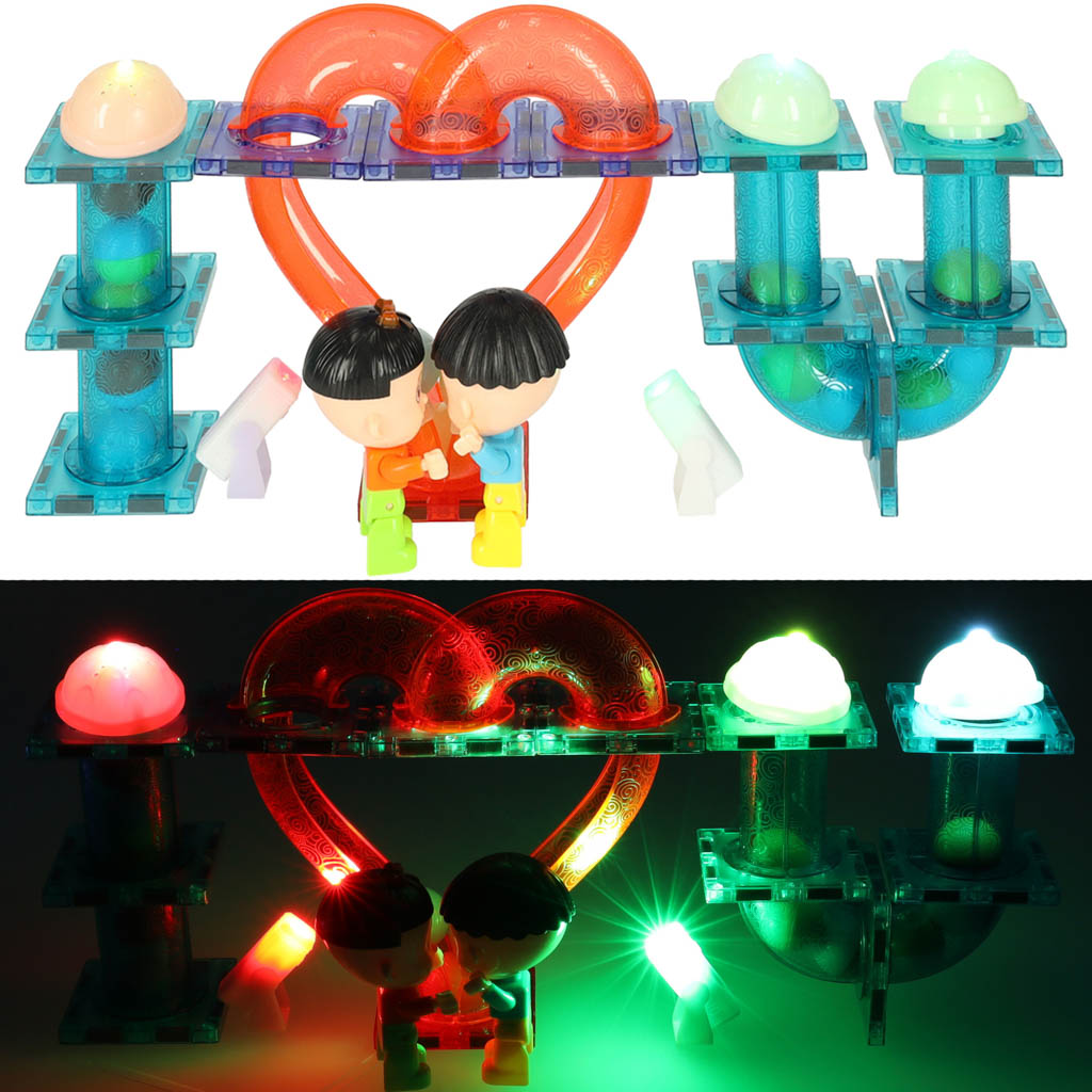 Magnetic Blocks Marble Ball Track Glowing 202 Pieces