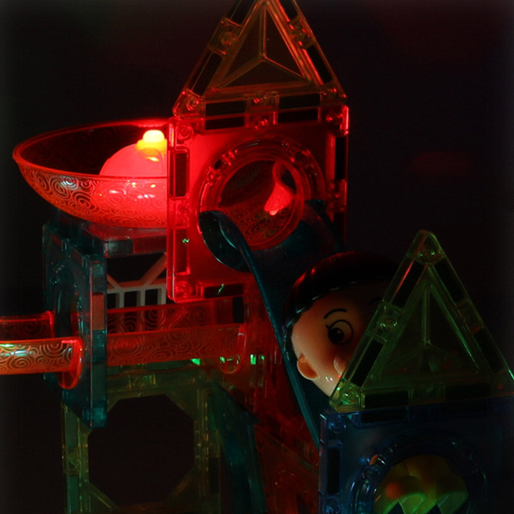 Magnetic Blocks Marble Ball Track Glowing 202 Pieces