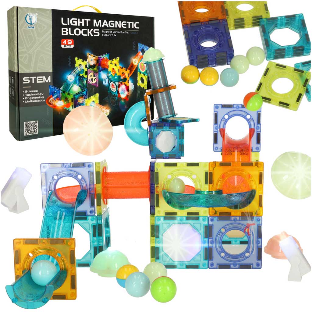 Magnetic Blocks Marble Ball Track Glowing 49 Elements
