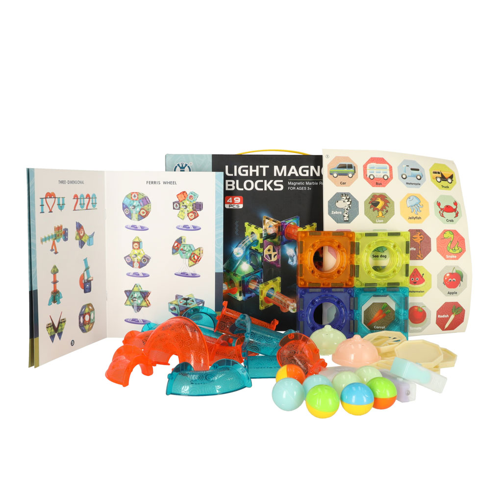 Magnetic Blocks Marble Ball Track Glowing 49 Elements