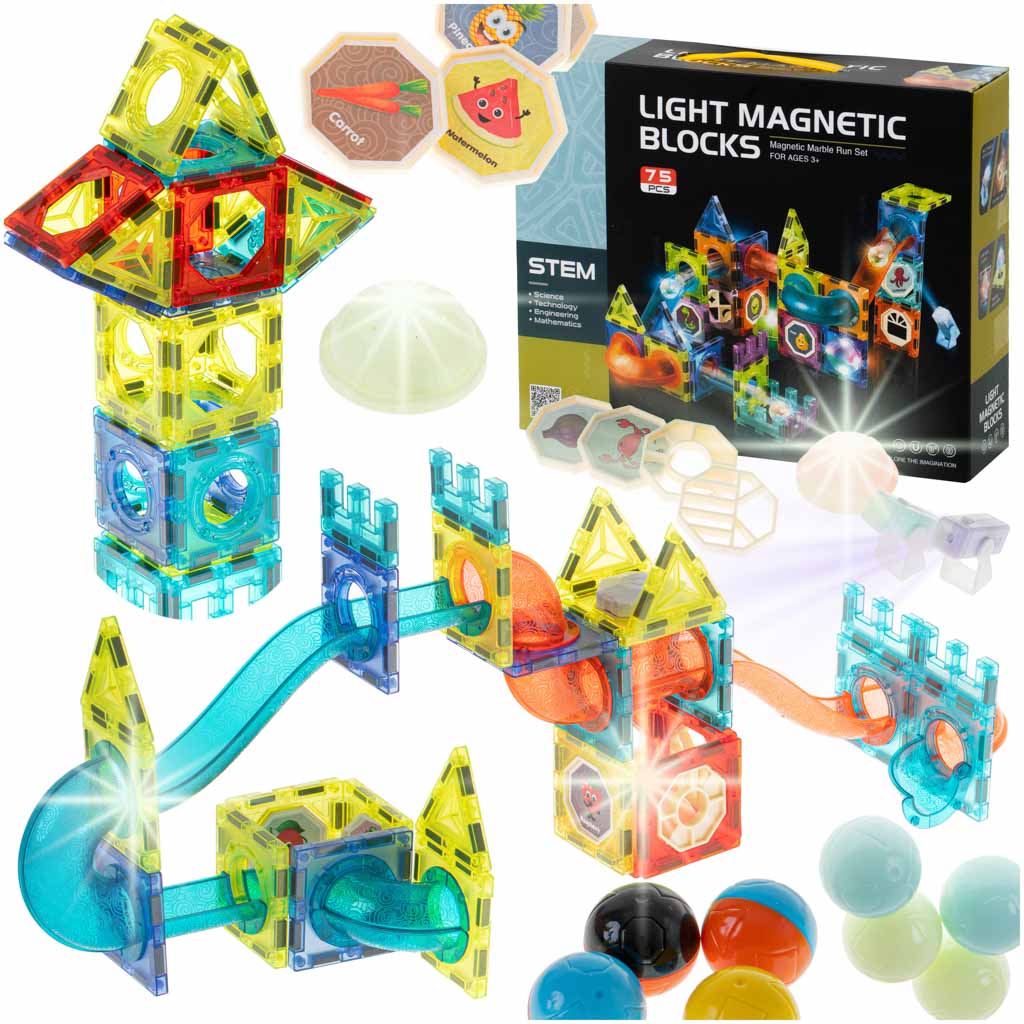 Magnetic Blocks Marble Ball Track Glowing 75el