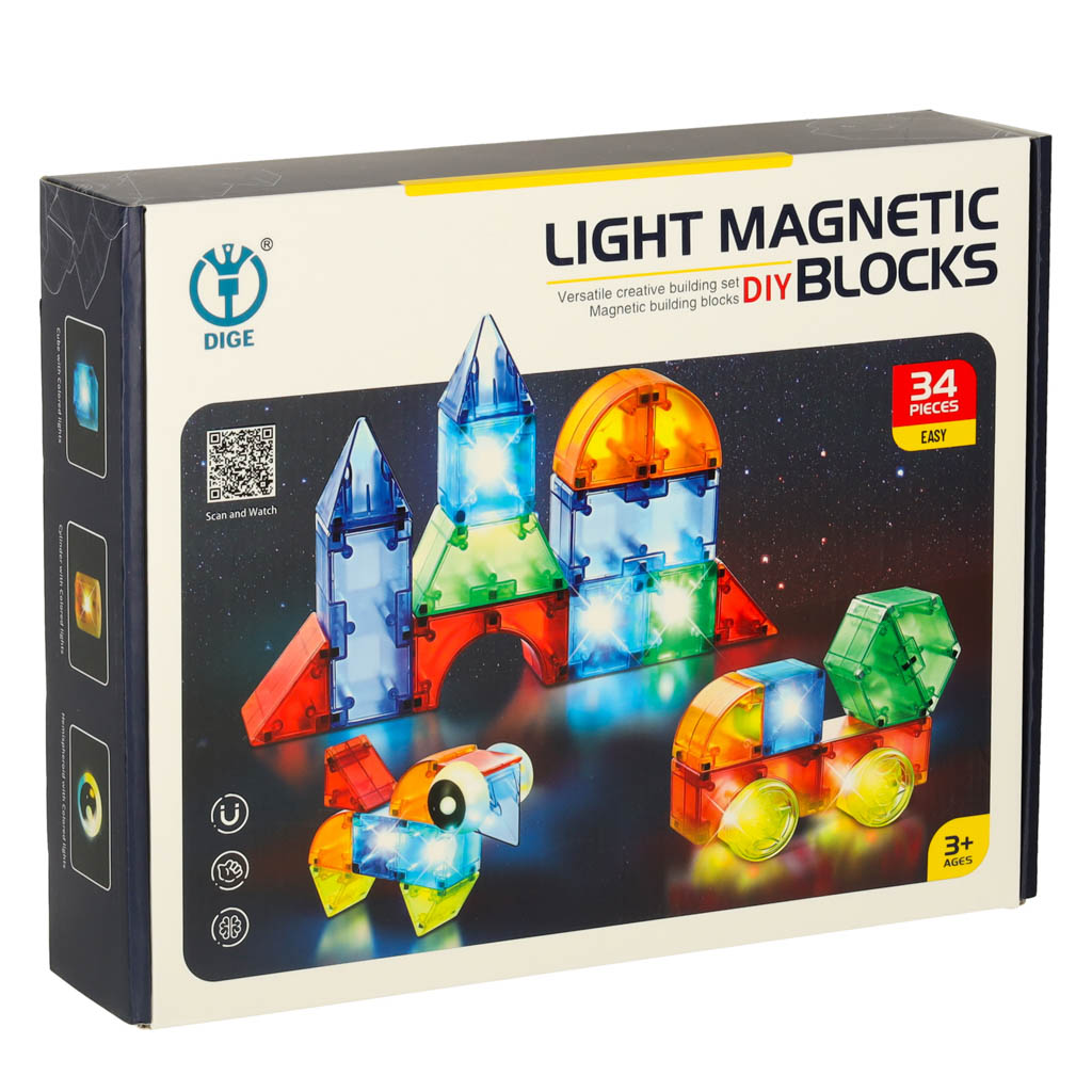 3d Construction Magnetic Blocks Led Glowing 32 El