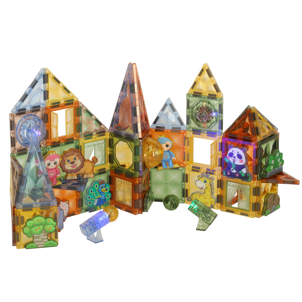 3d Construction Magnetic Blocks Glowing Animal Park 90 El.