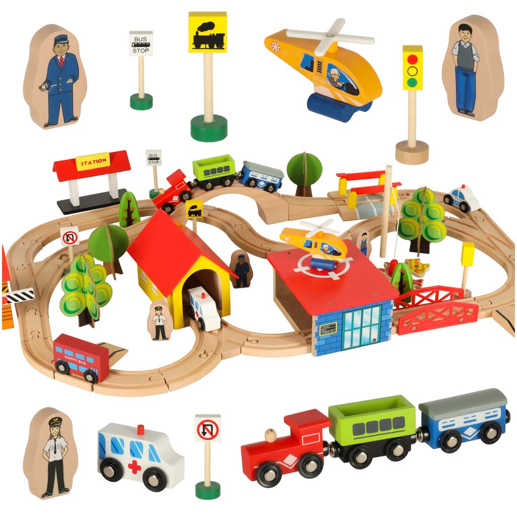 Wooden Train Train Locomotive City 69el