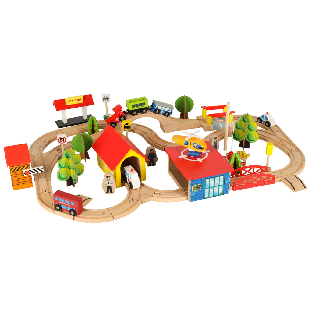 Wooden Train Train Locomotive City 69el