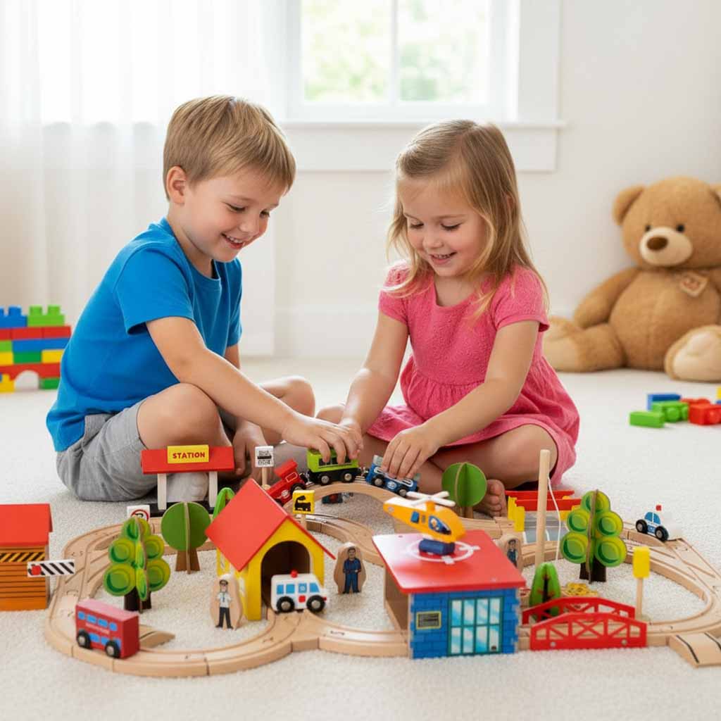 Wooden Train Train Locomotive City 69el