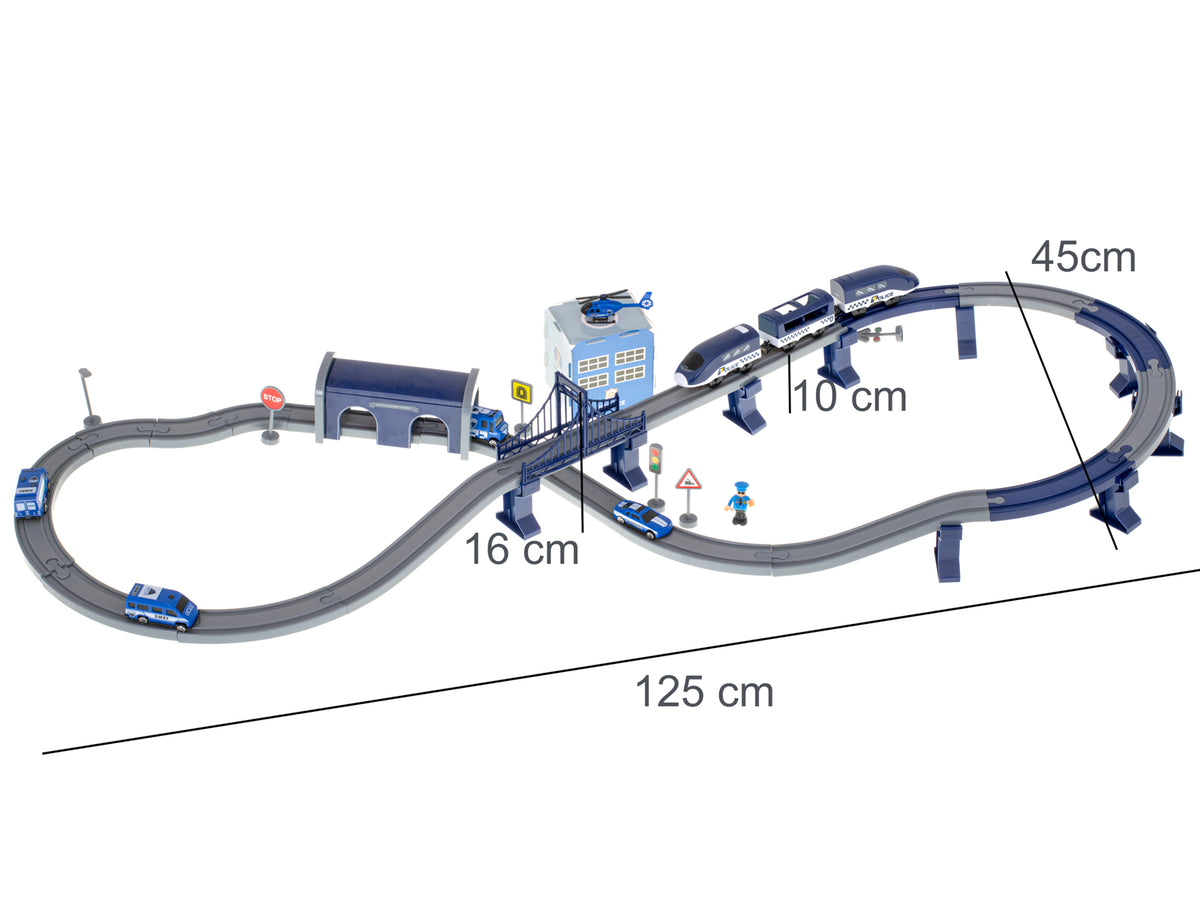 Electric Train Train Police Cars 92 Elements ~300cm