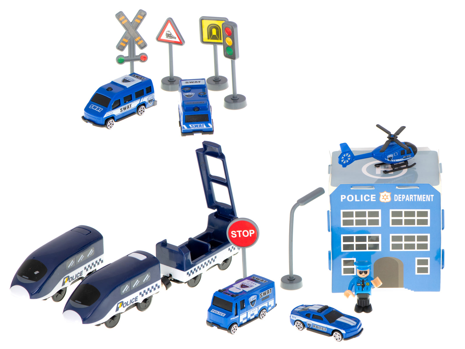 Electric Train Train Police Cars 92 Elements ~300cm
