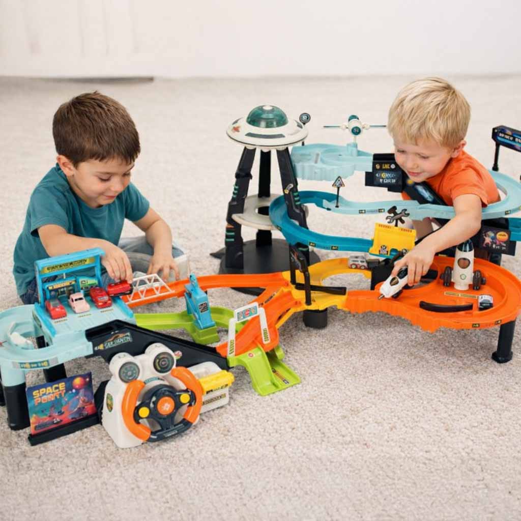 Car Track Parking Space Station 6 Cars