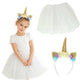 Unicorn Carnival Costume Headband+skirt White 3-6 Years Old