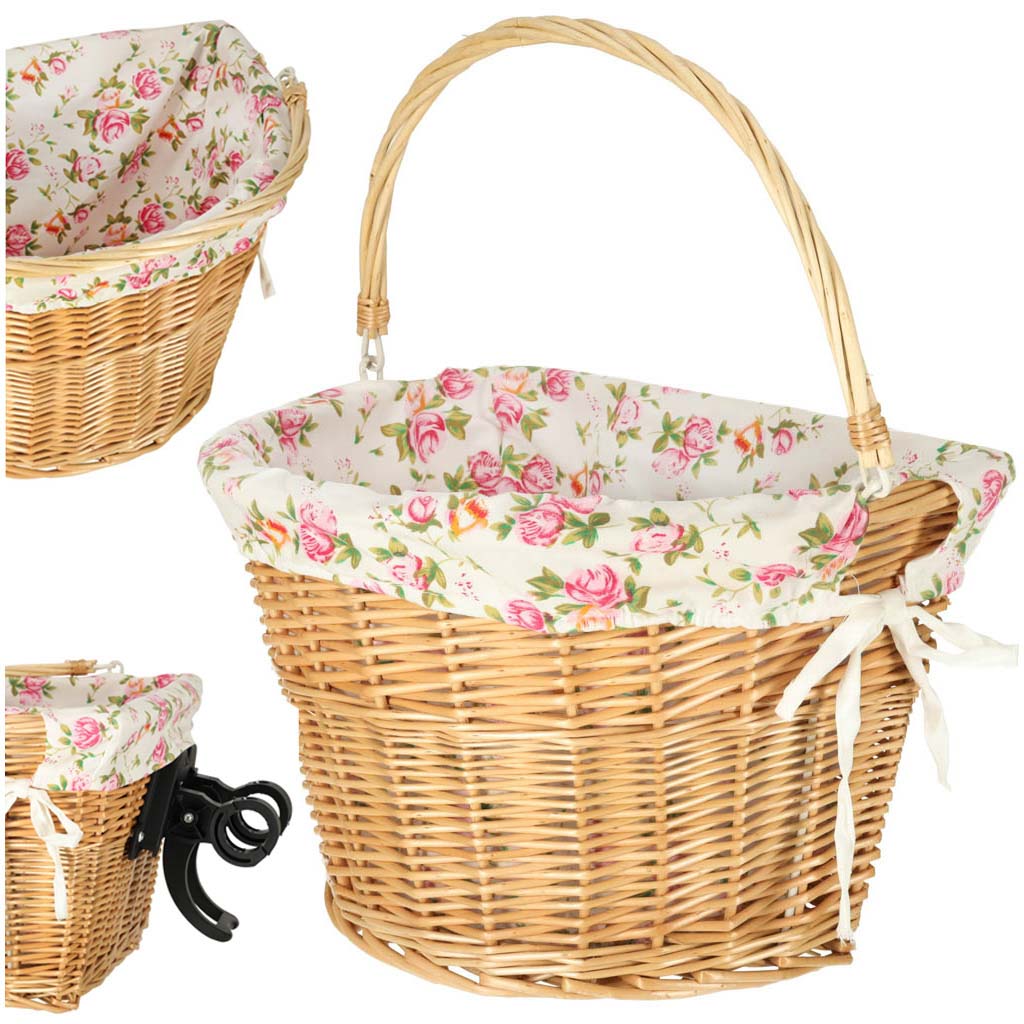 Wicker Basket For Bicycle Front Basket Woven Flower Insert