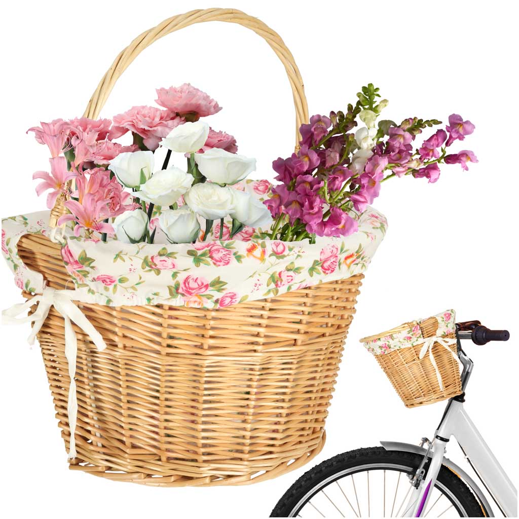 Wicker Basket For Bicycle Front Basket Woven Flower Insert