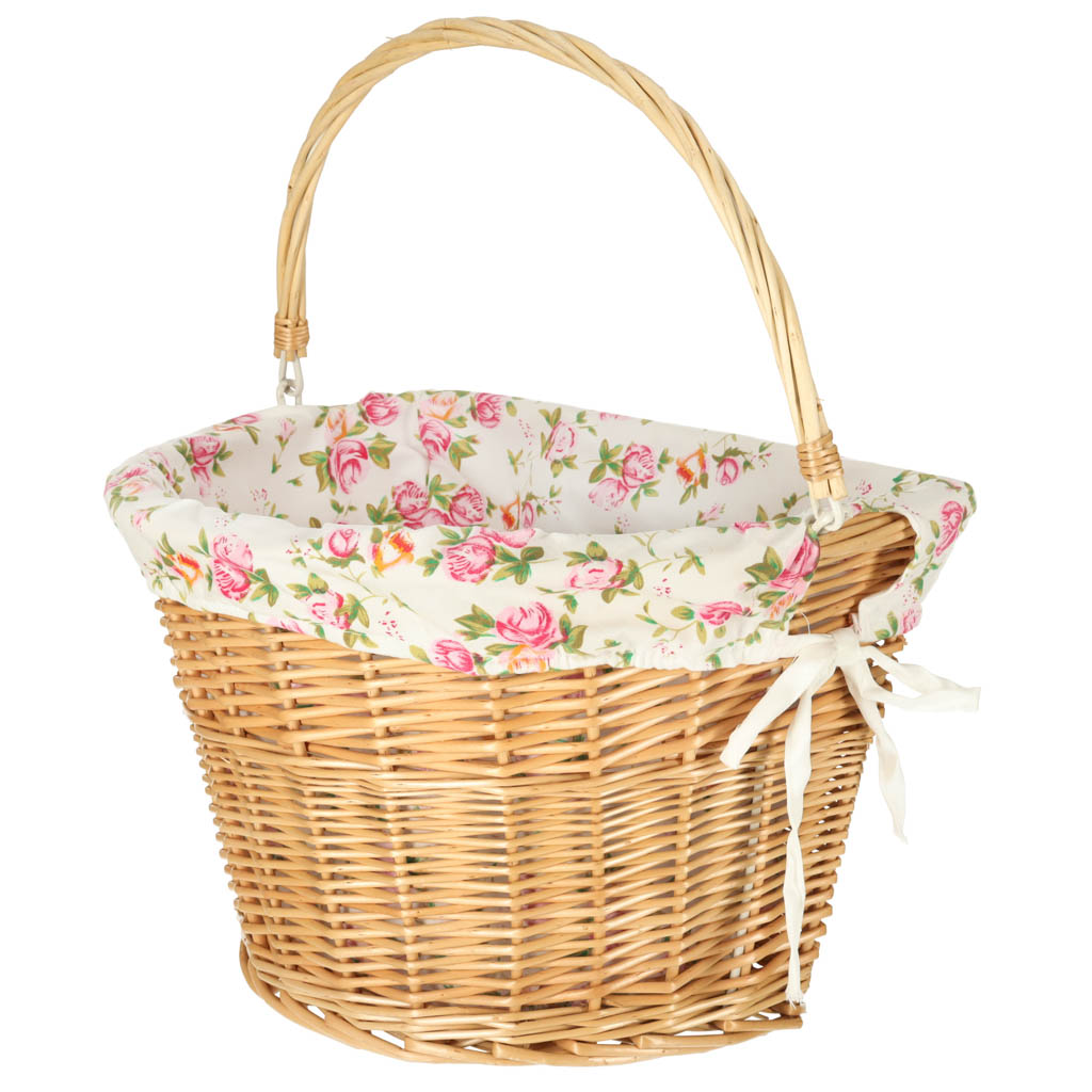 Panier en osier pour panier avant de vélo, insertion de fleurs tissées
