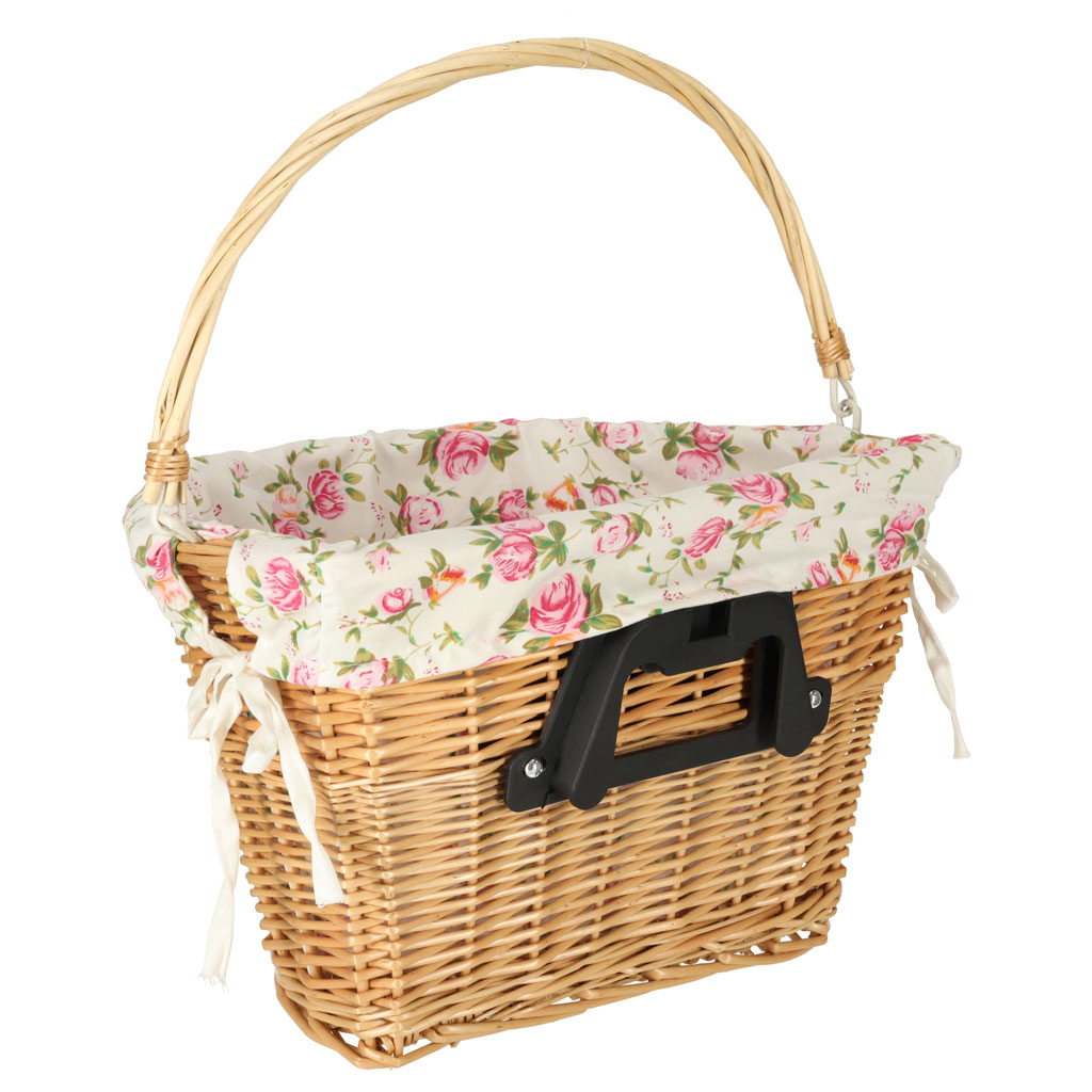 Panier en osier pour panier avant de vélo, insertion de fleurs tissées