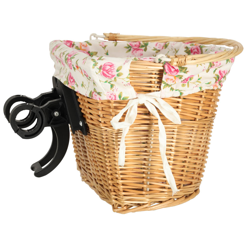 Panier en osier pour panier avant de vélo, insertion de fleurs tissées