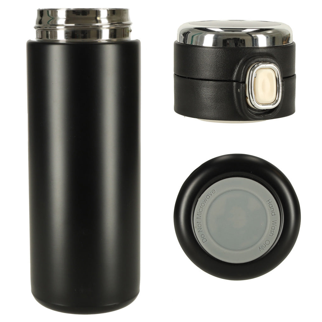 Led Thermos Thermobecher mit Mundstück 420 ml Schwarz