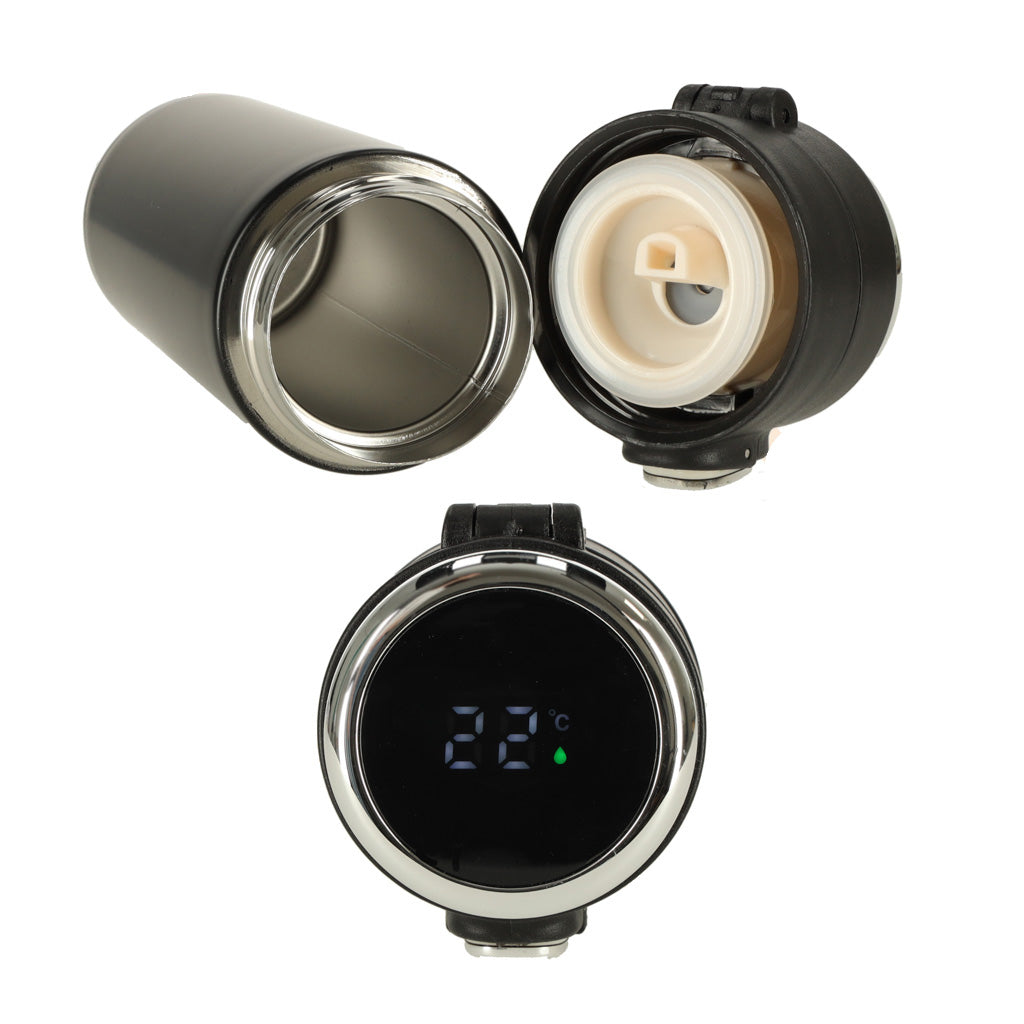 Led Thermos Thermobecher mit Mundstück 420 ml Schwarz