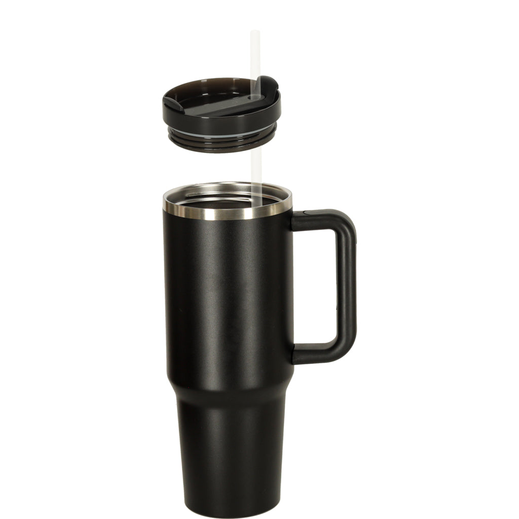 Thermal Mug With Straw And Handle Thermos 1200ml Black