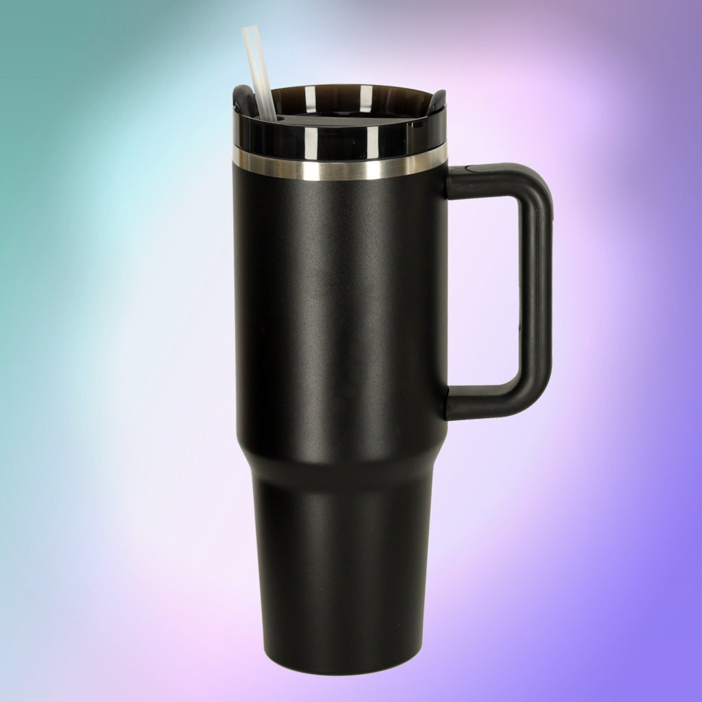 Thermal Mug With Straw And Handle Thermos 1200ml Black