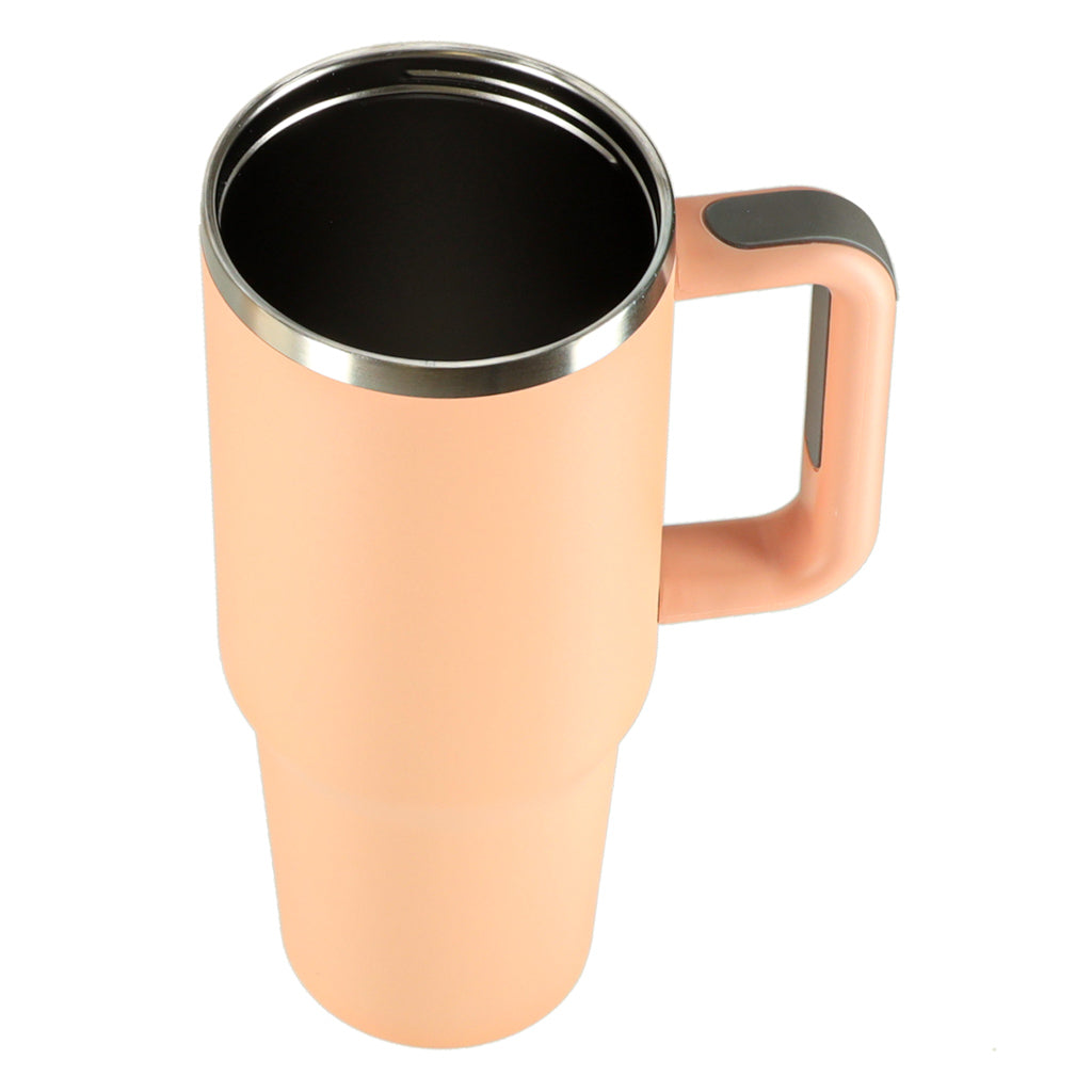 Cana Termica Cu Paie Si Maner Thermos 1200ml Roz Pudra