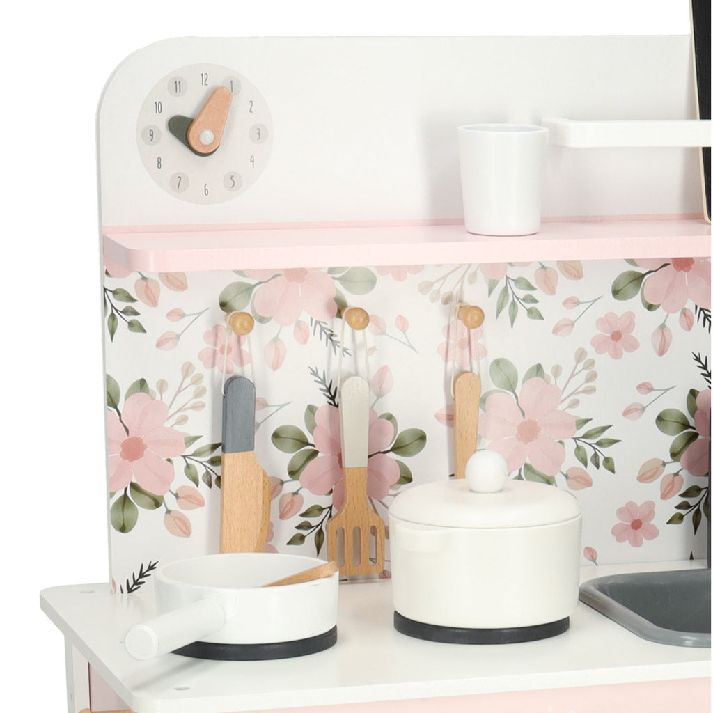 Wooden Kitchen Pink Flowers Oven Lulilo