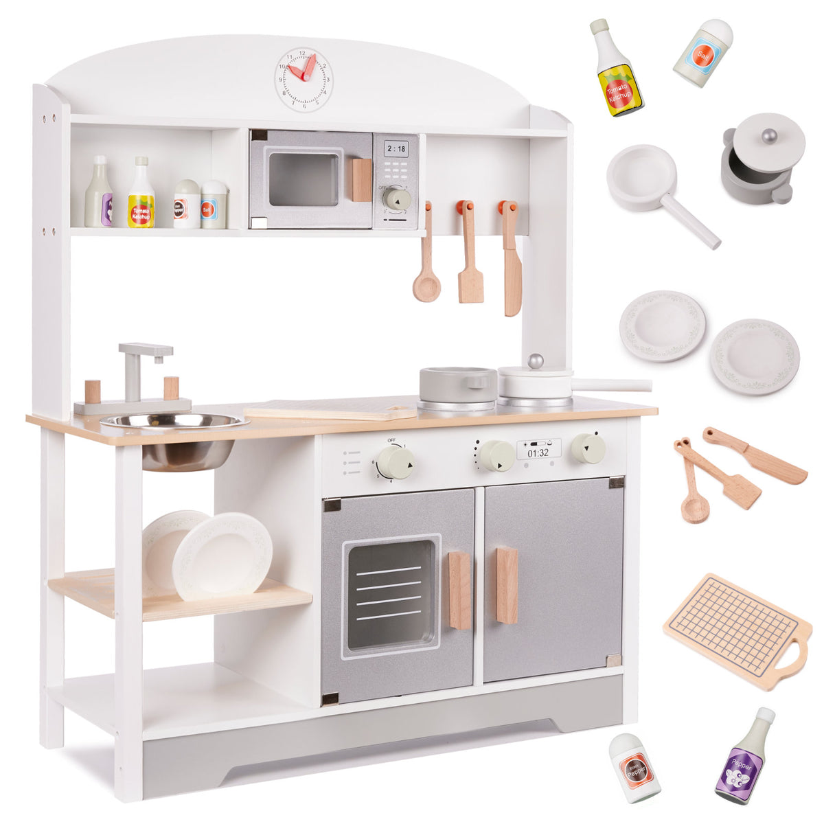 Wooden Kitchen For Children Mdf Modern Classic+ Accessories