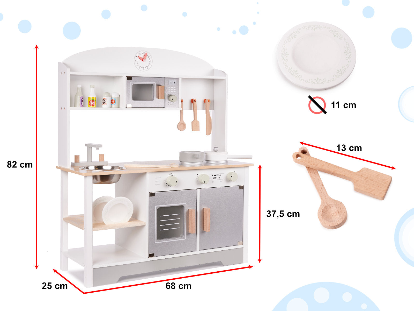 Wooden Kitchen For Children Mdf Modern Classic+ Accessories