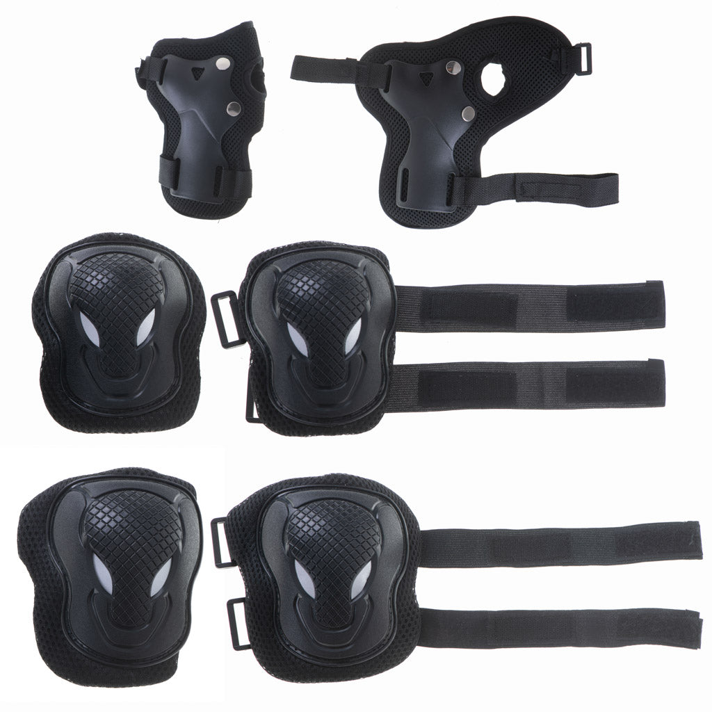 L-brno Knee Elbow Wrist Protectors Roller Bike Scooter Set Black