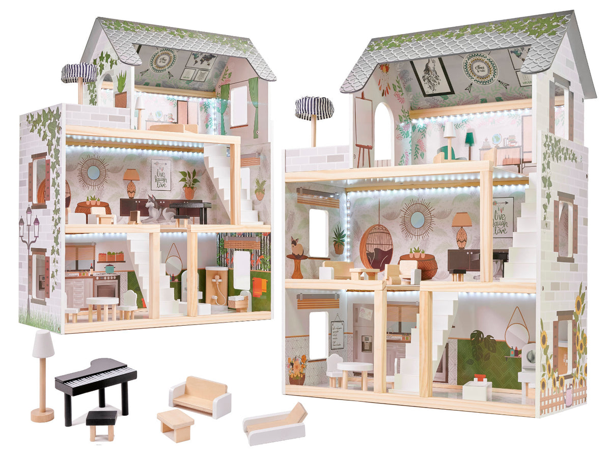 Lulilo Floro Boho Led dřevěný domeček pro panenky