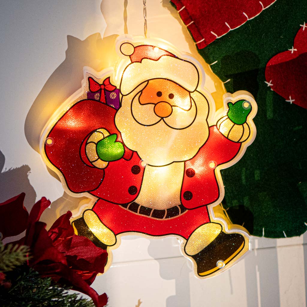 Led Lights Hanging Ornament Christmas Decoration Santa With Gifts